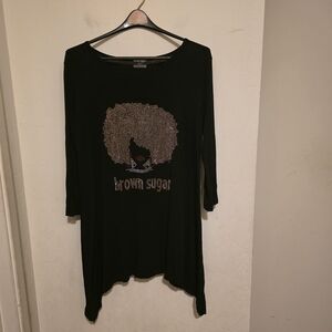 Blu Brown Sugar Embellished Black Tunic Top Size Medium